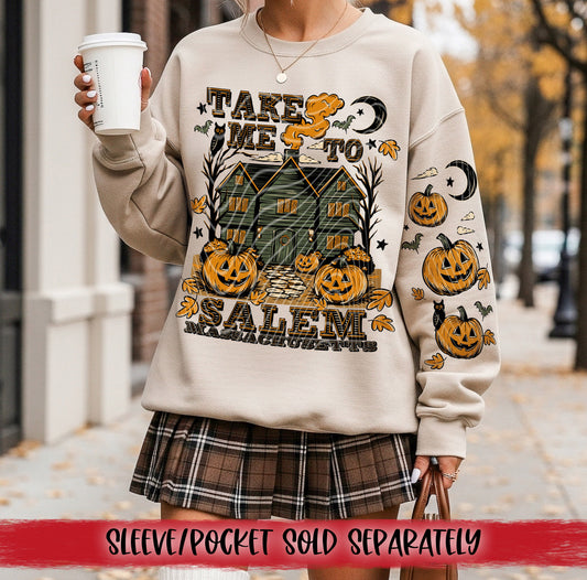 Take Me To Salem DTF Transfer | Trendy Halloween DTF Transfer | High Quality Image Transfers | Ready to Press | Instant Peel