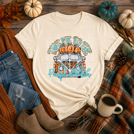 Take Me to the Pumpkin Patch DTF Transfer | Fall VW Bus Heat Transfer | Autumn Pumpkin Shirt Transfer | Retro Fall DTF