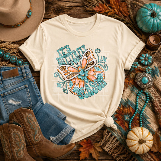 It's Butterfly Season DTF Transfer | Butterfly Heat Transfer | Floral Butterfly Ready to Press | Cute Fall Shirt Transfer