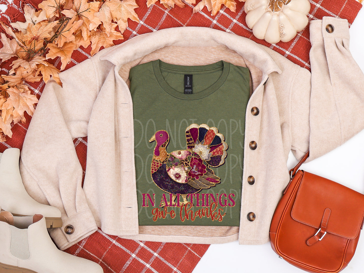 In All Things Give Thanks DTF Transfer | Trendy Thanksgiving DTF Transfer | High Quality Image Transfers | Ready to Press | Instant Peel