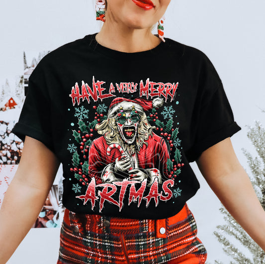 Have a Very Merry Artmas DTF Transfer | Trendy Horror Christmas DTF Transfer | Ready to Press | High Quality DTF Transfers | Fast Shipping