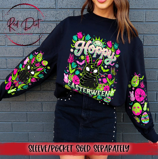 Hoppy Easterween DTF Transfer Ready to Press | Easter Halloween Bunny Shirt Transfer | Neon Gothic Easter | Red Dirt Transfers