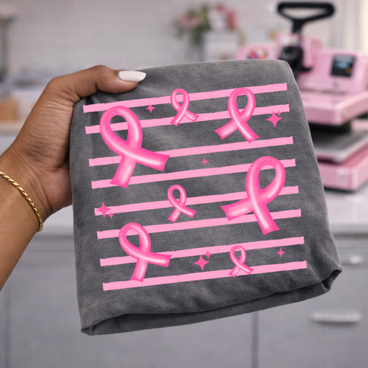 Pink Ribbon DTF Transfer | Breast Cancer Awareness Shirt Transfer | Pink Ribbon Shirt Design | Awareness DTF | Cancer Support
