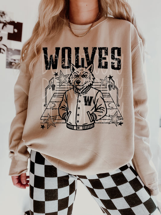 Wolves Basketball Letterman DTF Transfer | Trendy School Spirit DTF Transfer | High Quality Image Transfers | Ready to Press | Instant Peel