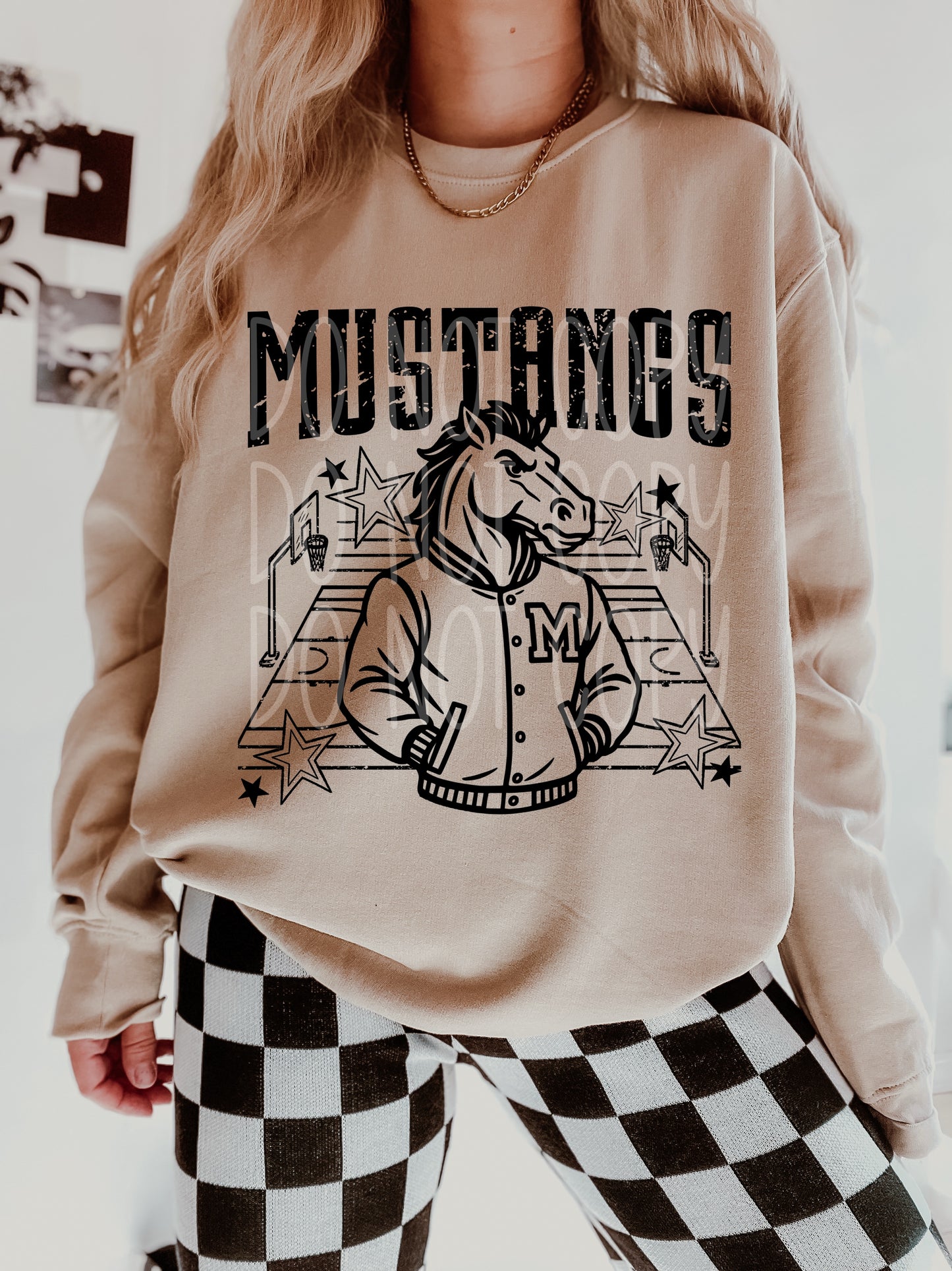 Mustangs Basketball Letterman DTF Transfer | Trendy School Spirit DTF Transfer | High Quality Image Transfers | Ready to Press | Instant Peel