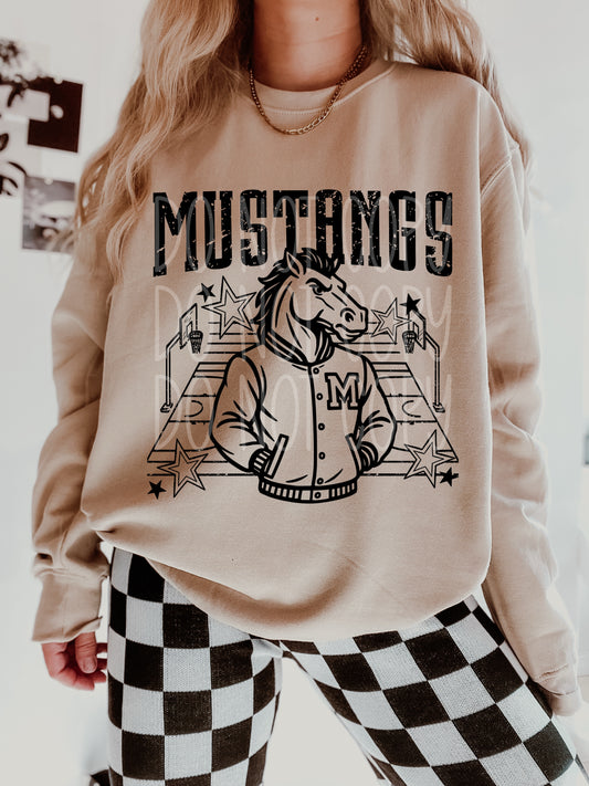 Mustangs Basketball Letterman DTF Transfer | Trendy School Spirit DTF Transfer | High Quality Image Transfers | Ready to Press | Instant Peel