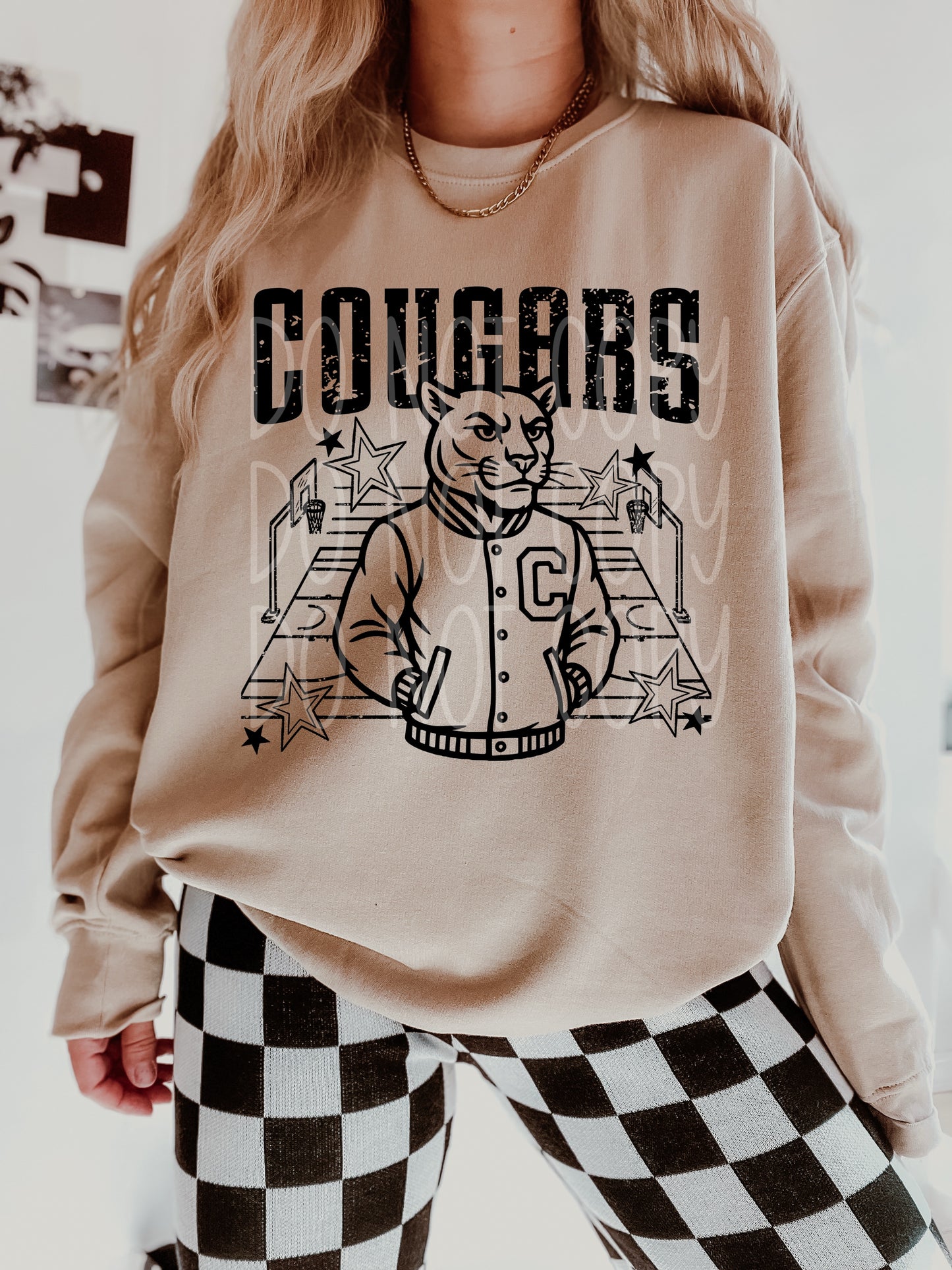 Cougars Basketball Letterman DTF Transfer | Trendy School Spirit DTF Transfer | High Quality Image Transfers | Ready to Press | Instant Peel