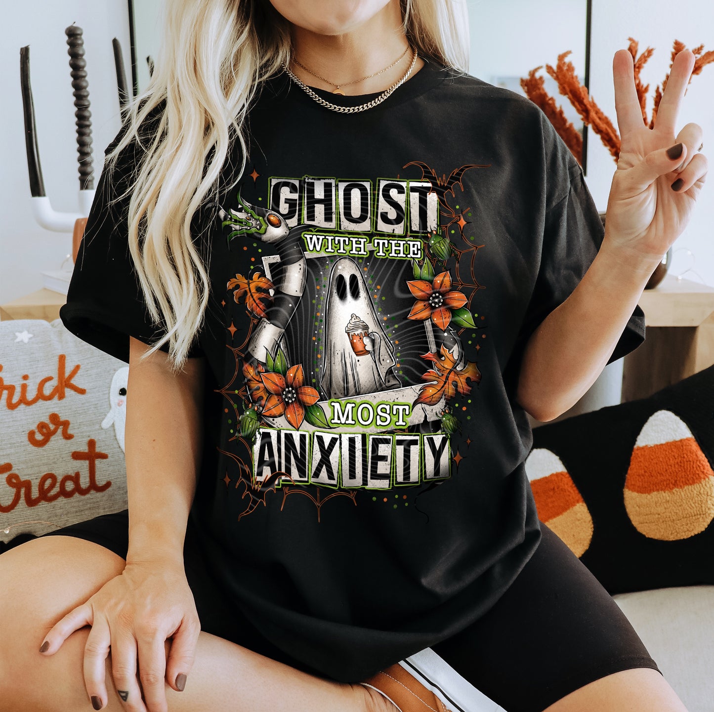 Anxiety Ghost DTF Transfer | Trendy Halloween DTF Transfer | Ready to Press | High Quality DTF Transfers | Fast Shipping