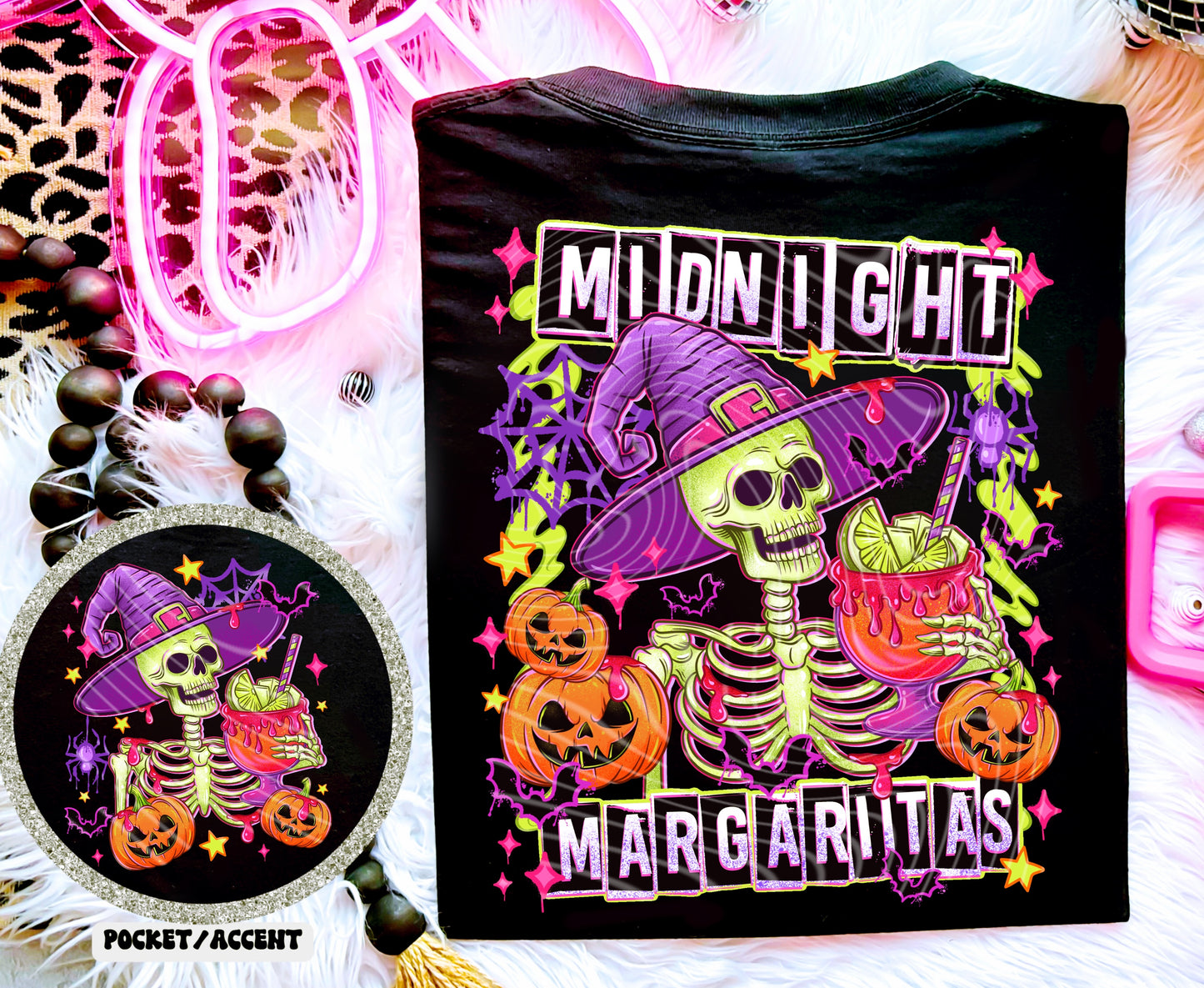 Midnight Margaritas DTF Transfer | Trendy Skully DTF Transfer | High Quality Image Transfers | Ready to Press | Instant Peel