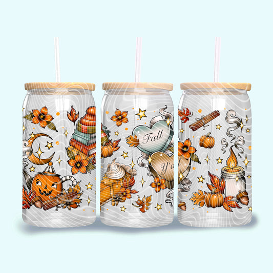 It's Fall Y'all UV DTF Libbey Transfer | Trendy Fall Libbey Wrap | Ready to Transfer | High Quality | Waterproof UV Transfer