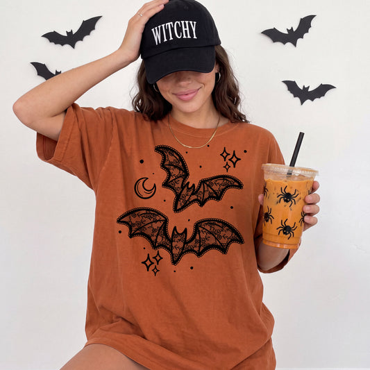 Lace Bat DTF Transfer | Halloween Shirt Transfer | Bat Shirt | Spooky DTF | Gothic Halloween Transfer | Fall Shirt