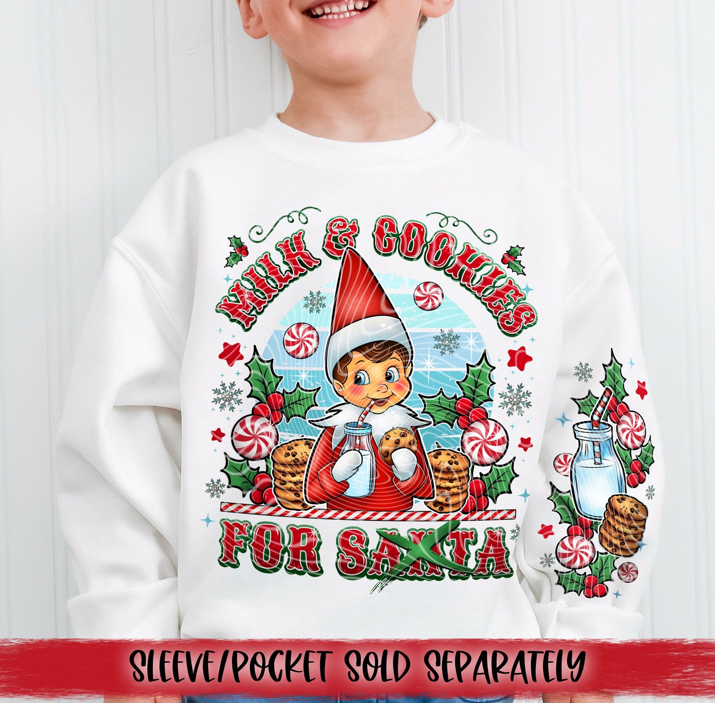 Milk and Cookies for Santa Boy DTF Transfer | Trendy Christmas DTF Transfer | Ready to Press | High Quality DTF Transfers | Fast Shipping