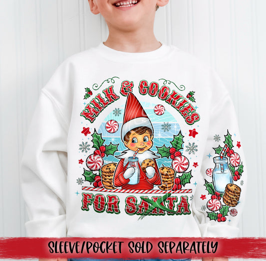 Milk and Cookies for Santa Boy DTF Transfer | Trendy Christmas DTF Transfer | Ready to Press | High Quality DTF Transfers | Fast Shipping
