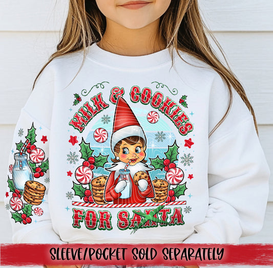Milk and Cookies for Santa Girl DTF Transfer | Trendy Christmas DTF Transfer | Ready to Press | High Quality DTF Transfers | Fast Shipping
