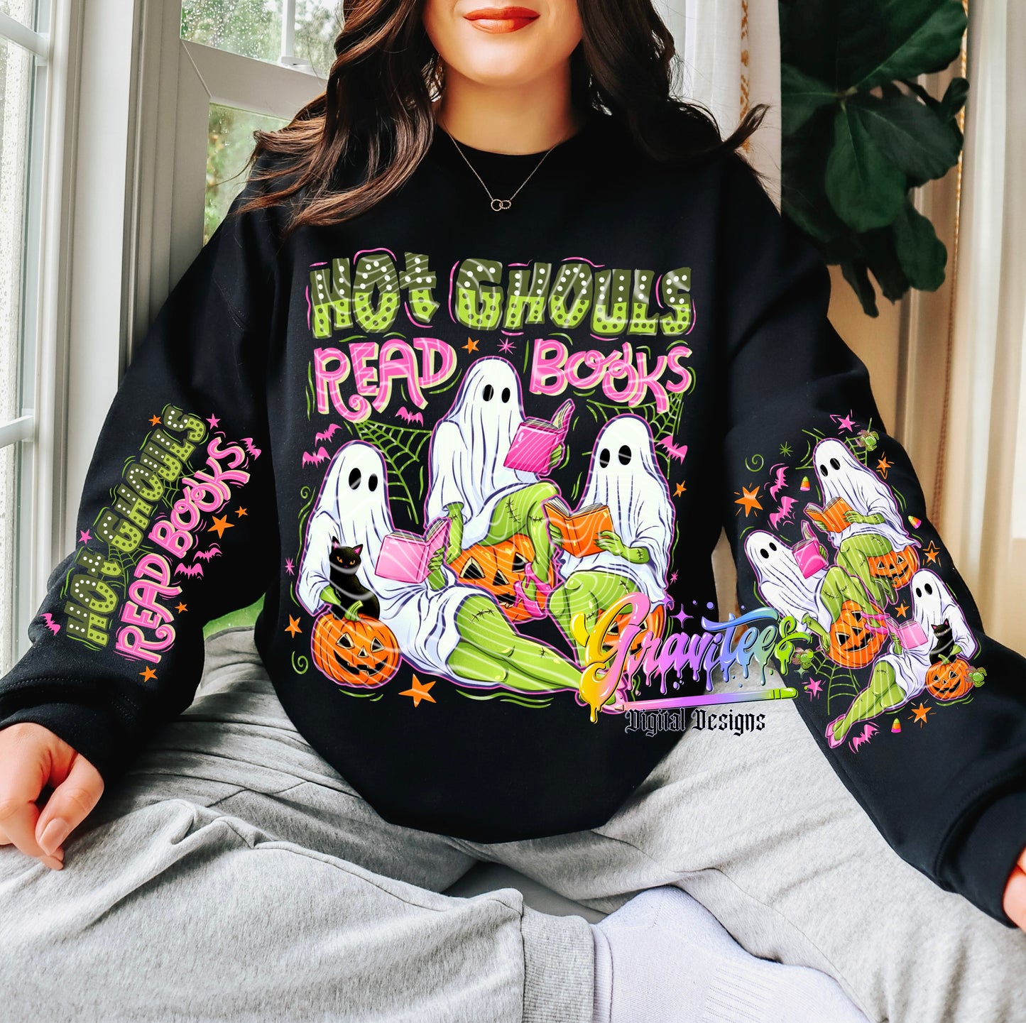 Hot Ghouls Read Books Sweat Shirt | Trendy Halloween Hoodie | Fast Shipping | Super Soft Shirts for Women