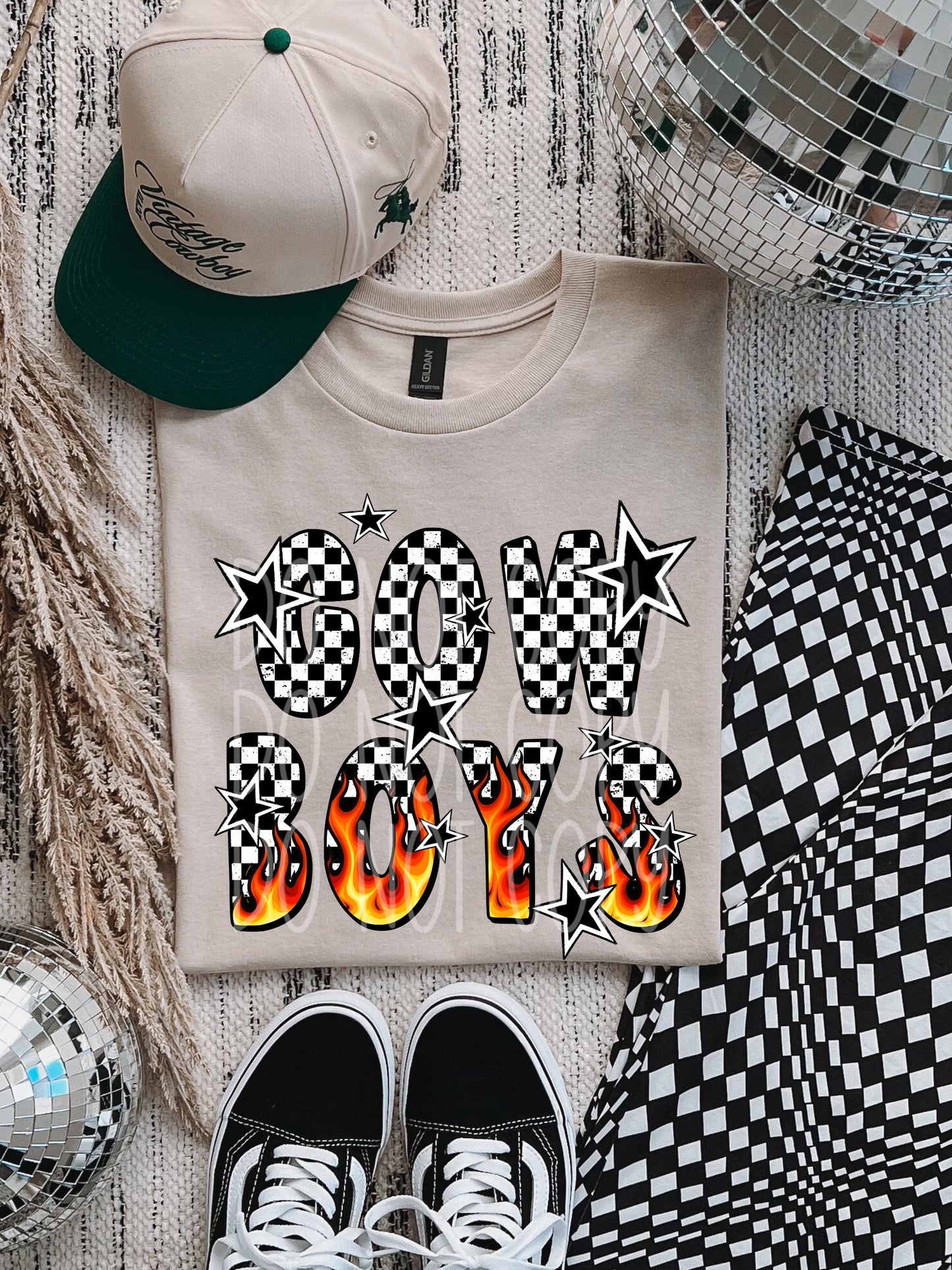 Cowboys Retro Flames Mascot DTF Transfer | Trendy School Spirit DTF Transfer | High Quality Image Transfers | Ready to Press | Instant Peel