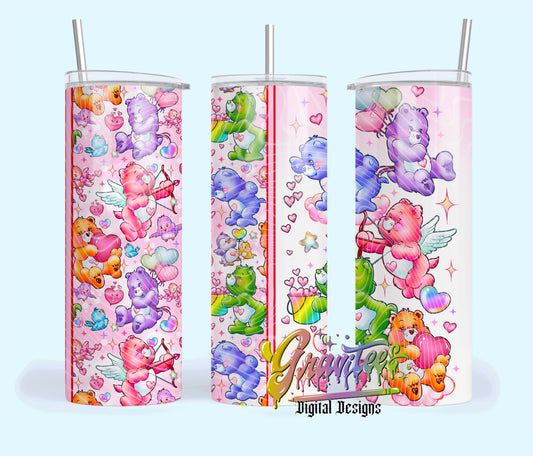 Love Bears Insulated Tumbler with Plastic Lid and Sealed Reusable Straw | Trendy Valentine's Day Cup | Hot/Cold Tumbler