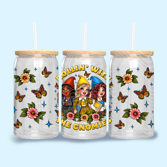 Rollin' With the Gnomies UV DTF Libbey Transfer | Trendy Gnomes Libbey Wrap | Ready to Transfer | High Quality | Waterproof UV Transfer
