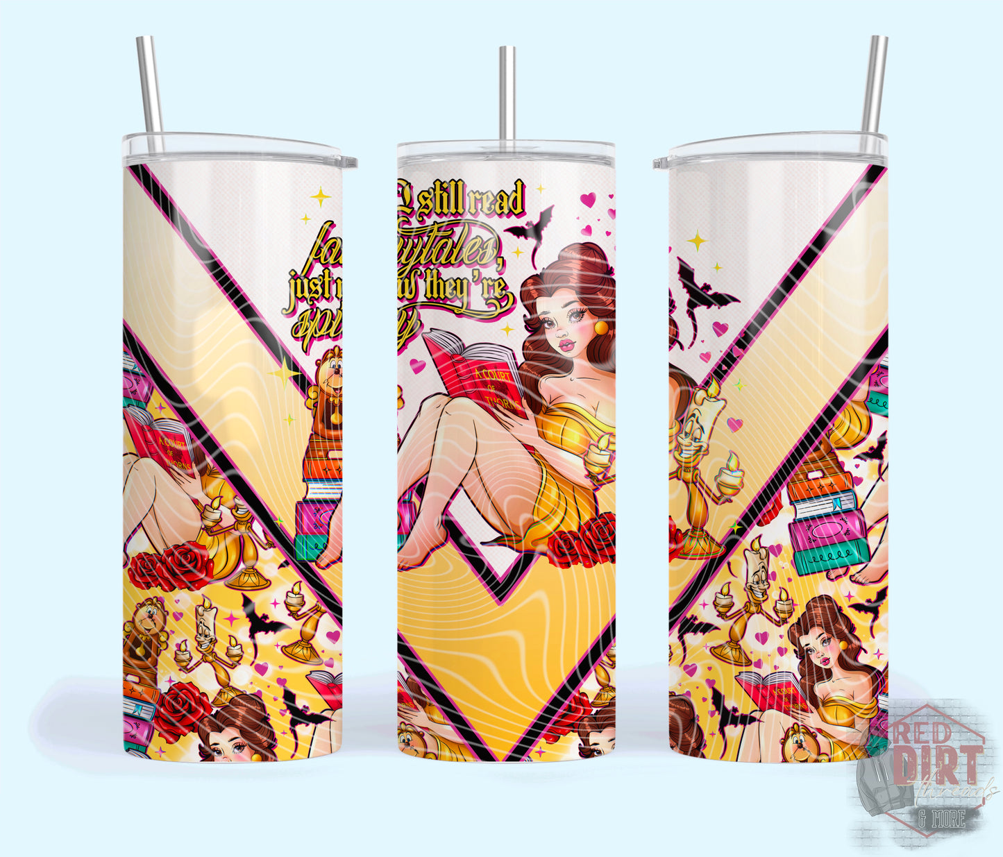 I Still Read Fairytales Now They're Just Spicy Insulated Tumbler with Plastic Lid and Sealed Reusable Straw | Trendy Cup | Hot/Cold Tumbler
