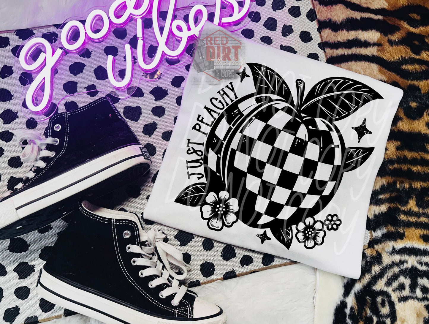 Just Peachy T-Shirt | Trendy Checkered Shirt | Fast Shipping | Super Soft Shirts for Men/Women/Kid's