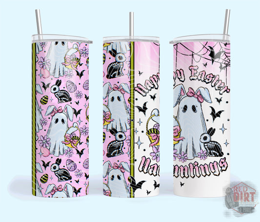 Happy Easter Hauntings Insulated Tumbler with Plastic Lid and Sealed Reusable Straw | Trendy Cup | Hot/Cold Tumbler