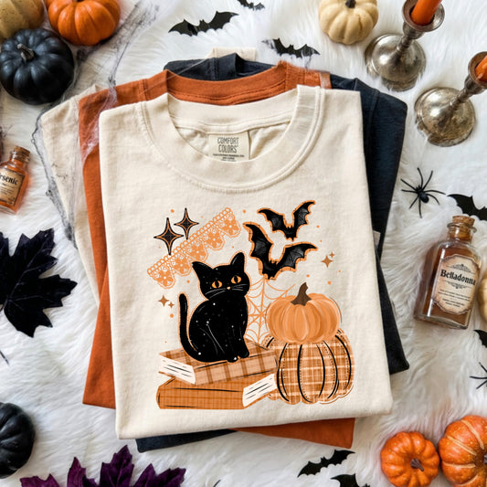 Black Cat Halloween DTF Transfer, Pumpkin Transfer, Fall Halloween Shirt Transfer, Spooky Cat Transfer, Instant Peel