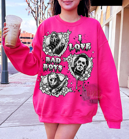 I Love Bad Boys DTF Transfer | Trendy Horror Characters DTF Transfer | High Quality Image Transfers | Ready to Press | Fast Shipping