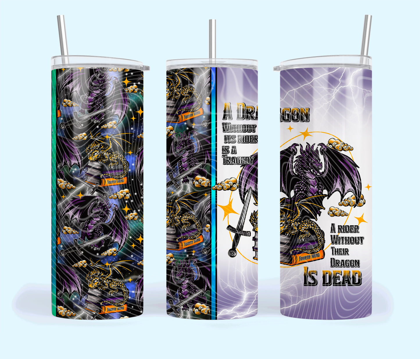 Dragon Series Insulated Tumbler with Plastic Lid and Sealed Reusable Straw | Trendy Bookish Cup | Hot/Cold Tumbler