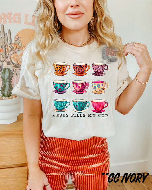 Jesus Fills My Cup DTF Transfer | Trendy Religious DTF Transfer | High Quality Image Transfers | Ready to Press | Fast Shipping