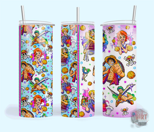 Manga Series Insulated Tumbler with Plastic Lid and Sealed Reusable Straw | Trendy Anime Cup | Hot/Cold Tumbler