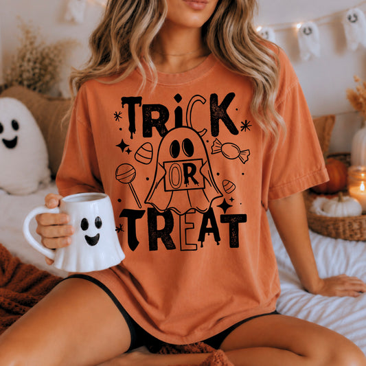 Trick or Treat DTF Transfer | Halloween Ghost DTF | Halloween Shirt Transfer | Spooky Halloween Transfer | Instant Peel