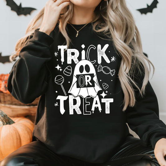 Trick or Treat DTF Transfer | Halloween Ghost Transfer | Halloween Shirt Transfer | Instant Peel DTF