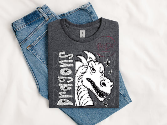 Dragons DTF Transfer | Trendy School Spirit DTF Transfer | High Quality Image Transfers | Ready to Press | Instant Peel