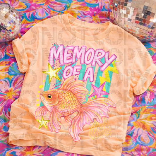 Memory Of A Goldfish DTF Transfer, Funny ADHD Fish Heat Transfer, Retro Goldfish Shirt Design, Colorful Mental Health Graphic, Trendy DTF Transfer