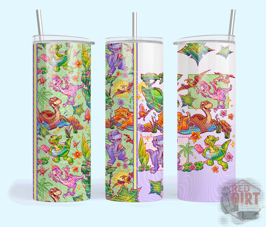 Land Dinosaurs Insulated Tumbler with Plastic Lid and Sealed Reusable Straw | Trendy Throwback Cup | Hot/Cold Tumbler