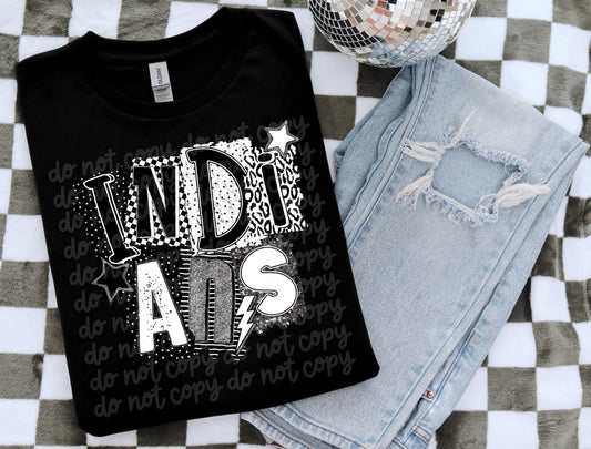 Indians BW Collage Mascot T-Shirt | Trendy School Spirit Shirt | Fast Shipping | Super Soft Shirts for Men/Women/Kid's