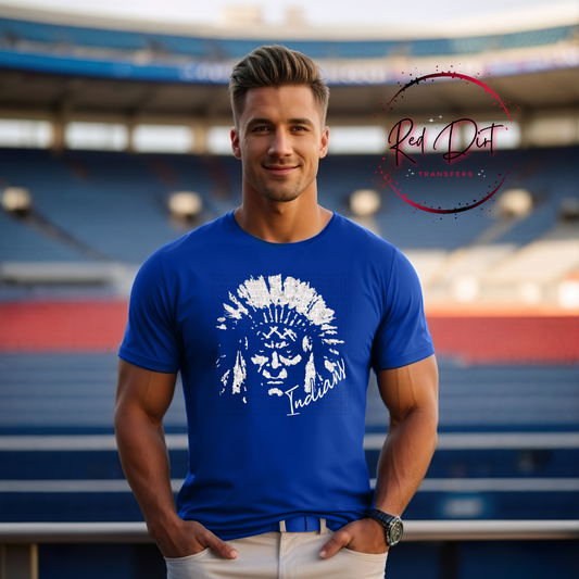 Indians Aggressive Mascot DTF Transfer | Football Heat Transfer | Game Day Ready to Press Design | Red Dirt Transfers