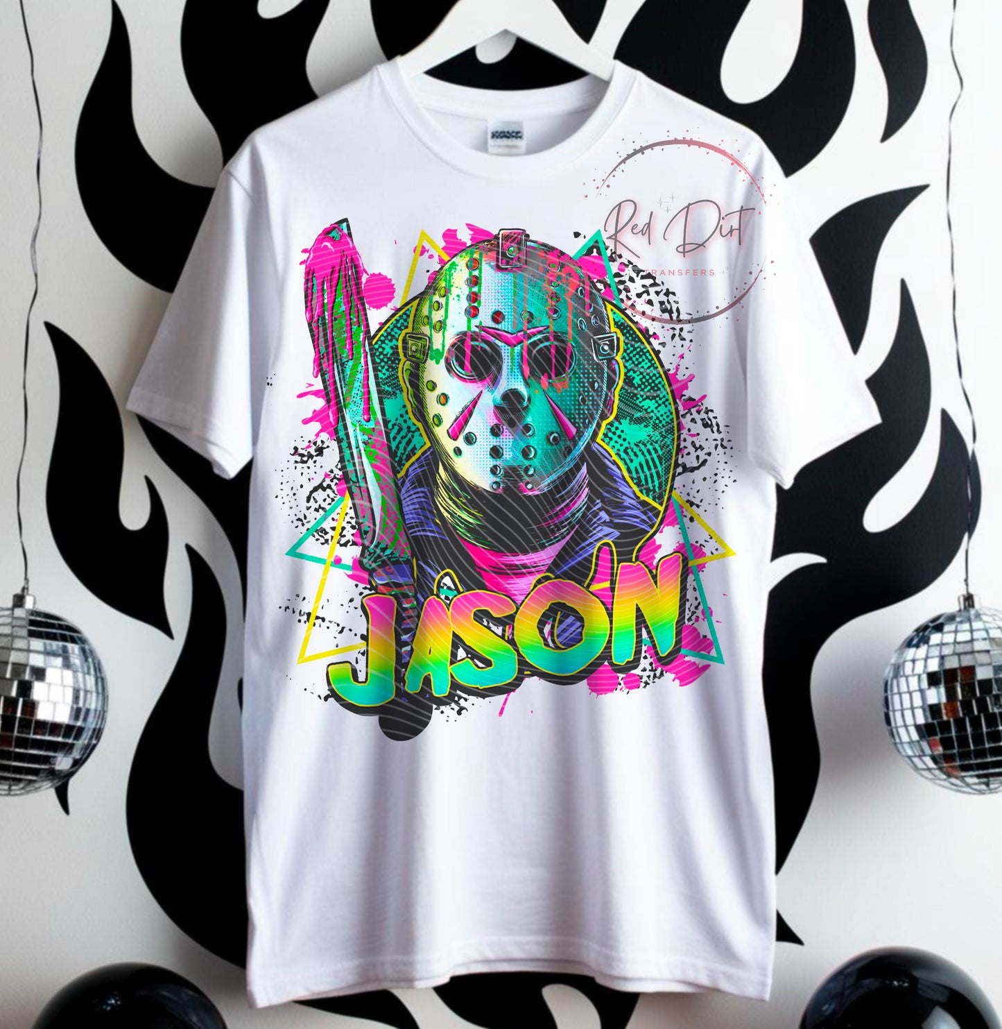 Neon Jason (Teal) DTF Transfer | Trendy Horror Character DTF Transfer | High Quality Image Transfers | Ready to Press | Instant Peel