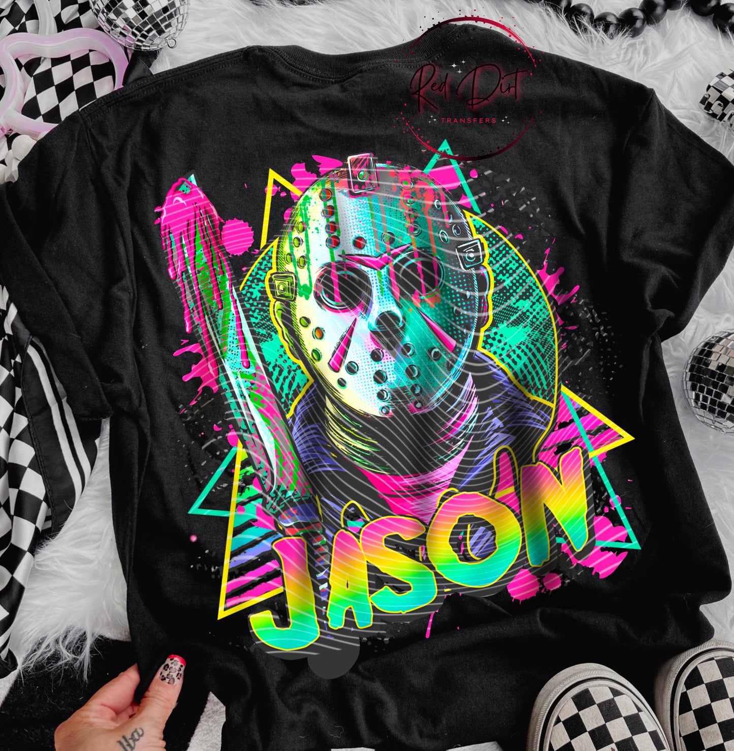 Neon Jason (Teal) DTF Transfer | Trendy Horror Character DTF Transfer | High Quality Image Transfers | Ready to Press | Instant Peel