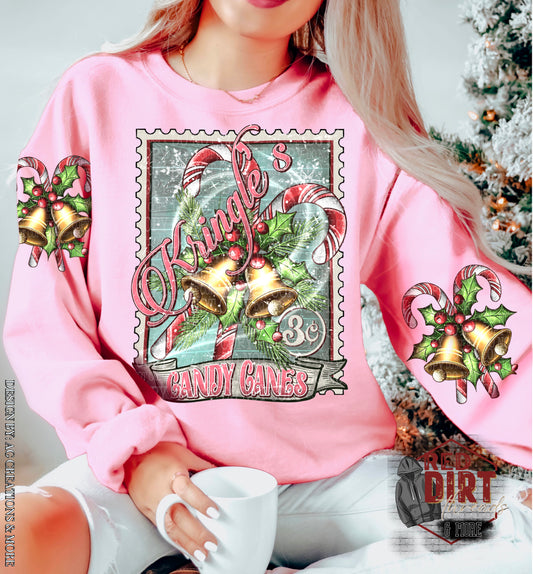Kringle's Candy DTF Transfer | Christmas DTF Transfer | Ready to Press | High Quality DTF Transfers | Fast Shipping