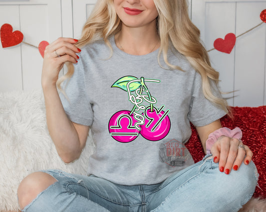 LIbra Pink Cherries DTF Transfer | Trendy Valentine Zodiac DTF Transfer | Ready to Press | High Quality DTF Transfers | Fast Shipping