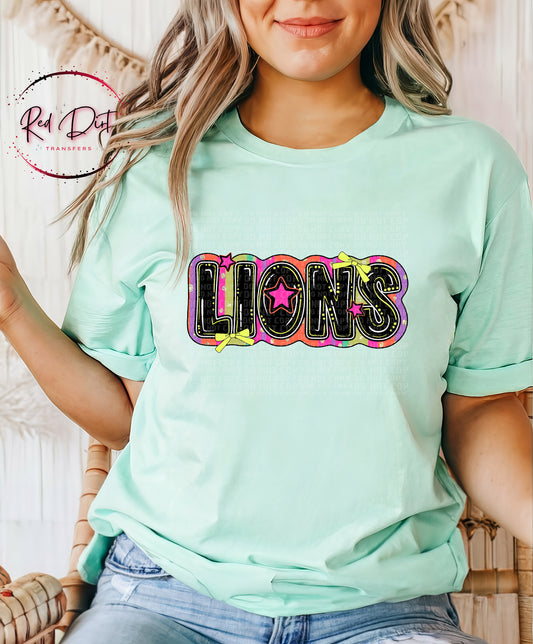 Retro Lions Mascot T-Shirt | School Spirit Game Day Tee | Colorful School Pride Shirt