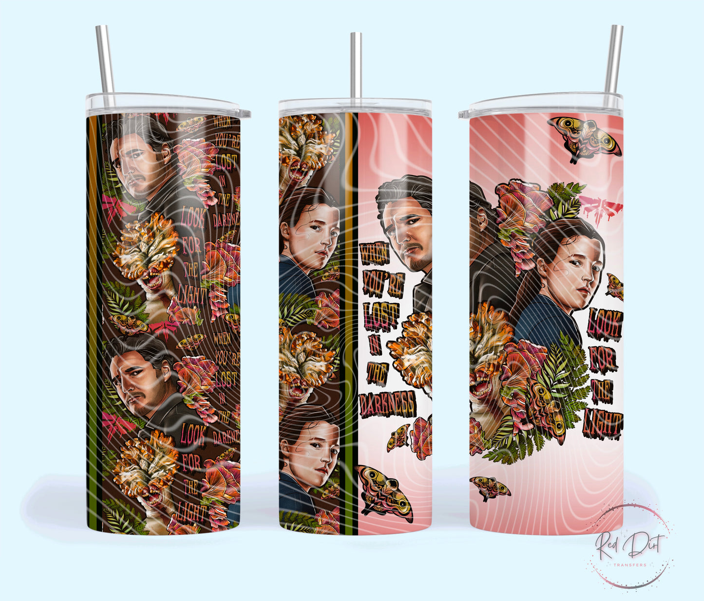 When You're Lost in the Darkness Look for The Light Insulated Tumbler with Plastic Lid and Sealed Reusable Straw | Trendy TV Series Cup | Hot/Cold Tumbler