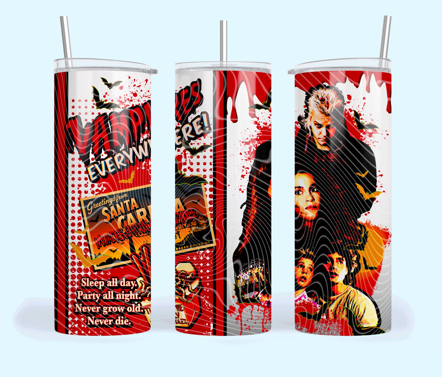 Vampires Everywhere Insulated Tumbler with Plastic Lid and Sealed Reusable Straw | Trendy Halloween Cup | Hot/Cold Tumbler