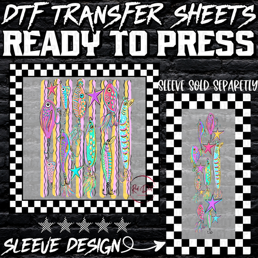 Fishing Lures DTF Transfer, Colorful Lure Print, Retro Fishing Shirt Transfer, Ready to Press Heat Transfer