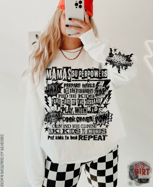 Mama's Superpowers DTF Transfer | Trendy Mom DTF Transfer | High Quality Image Transfers | Ready to Press | Fast Shipping
