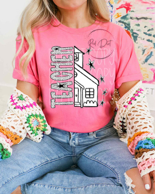 Teacher Dots DTF Transfer | Trendy School DTF Transfer | High Quality Image Transfers | Ready to Press | Instant Peel