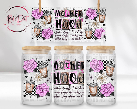 Mother Hood UV DTF Transfer | Mom Cup Wrap | Motherhood Tumbler Transfer | Mom Drinkware | Leopard & Checkered Floral Design