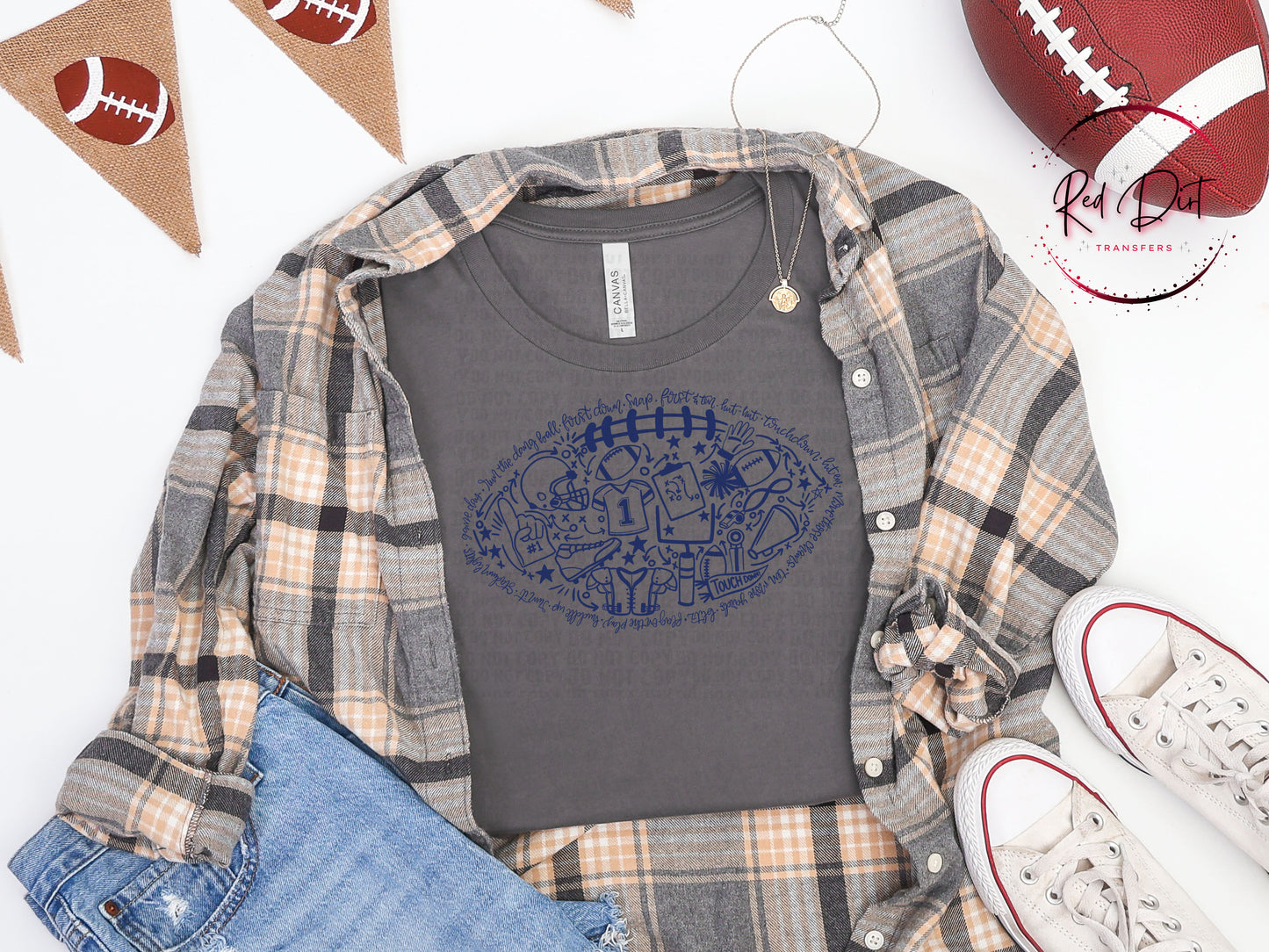 Navy Football Doodle DTF Transfer | Navy Football Heat Transfer | Ready to Press Transfer