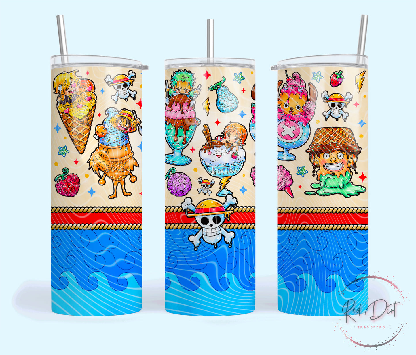 One Ice Cream Insulated Tumbler with Plastic Lid and Sealed Reusable Straw | Trendy Summer Cup | Hot/Cold Tumbler